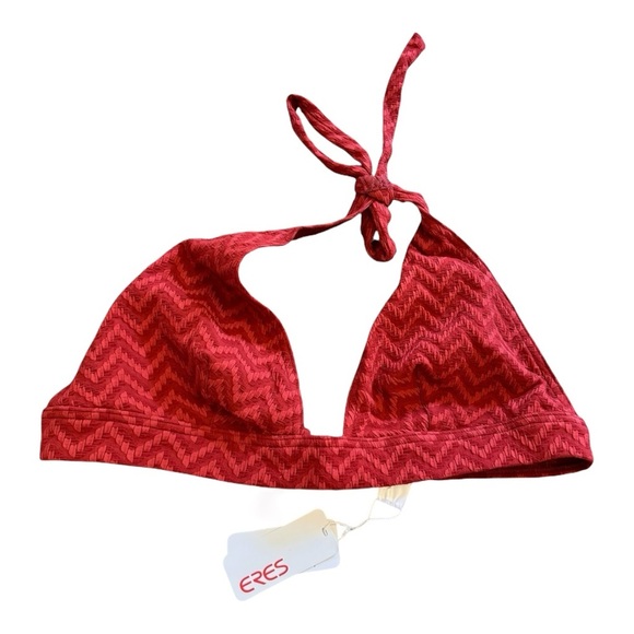 ERES Zigzag-Pattern Triangle Bikini Top in Ginger Brown NWT - Picture 2 of 7